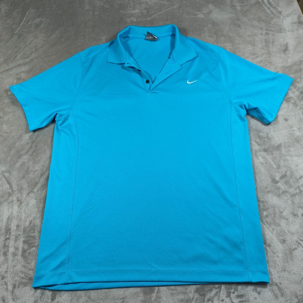 Nike‎ Golf Polo Mens XL Blue Shirt Short Sleeve Dri Fit Embroidered Performance